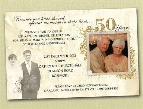 50th Wedding Anniversary Invitation Template Lovely Golden Letters On ...