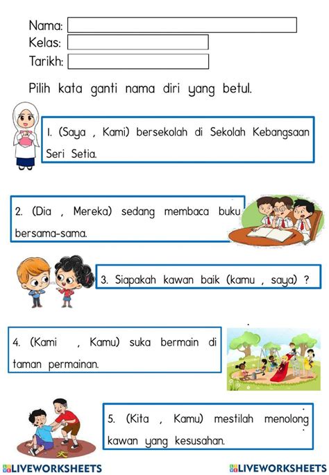 Kata Ganti Nama Diri Online Pdf Exercise For Tahun 3 Live Worksheets ...