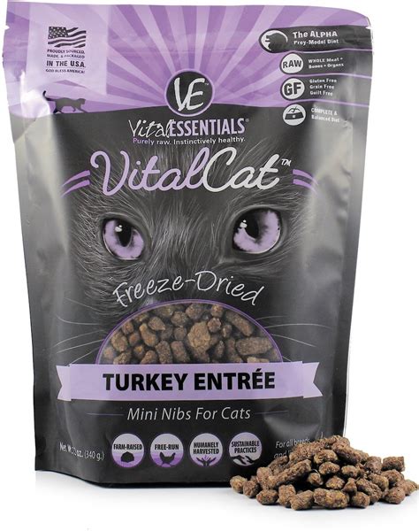 VITAL ESSENTIALS Turkey Mini Nibs Entree Freeze-Dried Cat Food, 12-oz ...