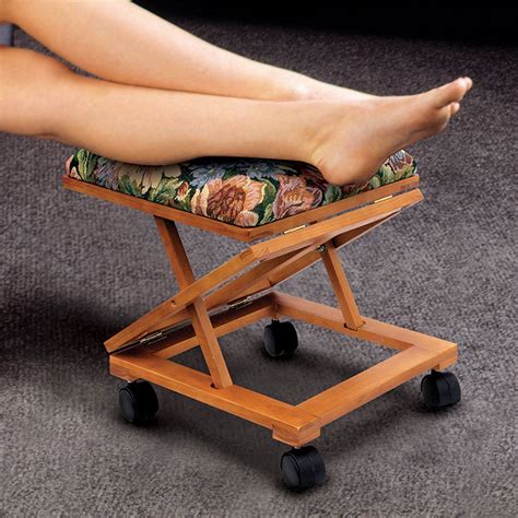 Footrest Elevated Foot Stool Adjustable Foot Rest Rolling Wheels ...