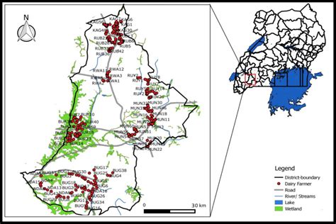 Map of Uganda. Extended is the map of Mbarara district showing the ...