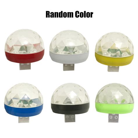 Mini Disco Light Rotating USB & Micro-USB Port Magic Ball Light RBG LED ...