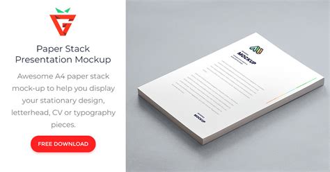 A4 Paper Stack Presentation Mockup - graphberry.com