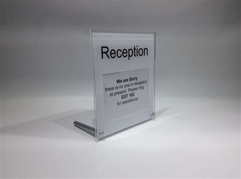 Reception desk sign Freestanding desk top sign with space to pop your ...