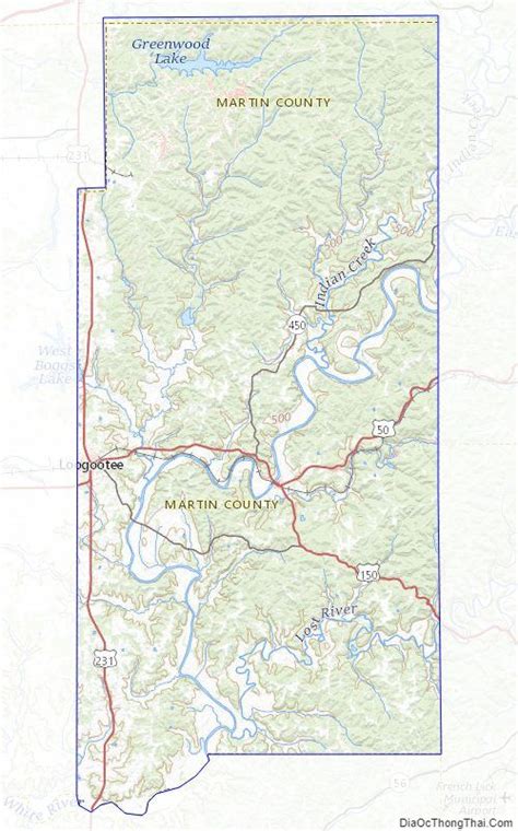 Topographic map of Martin County, Indiana | Indiana