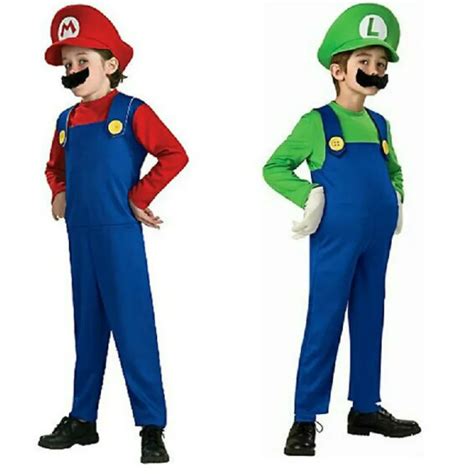 2018 Cute Kids Costume Super Mario Luigi Brothers cosplay party ...