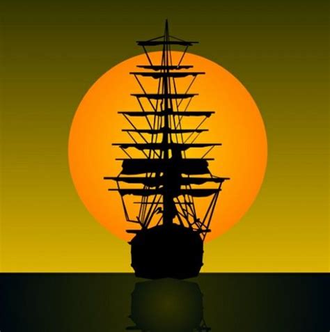 Sailing Ship Silhouette Sunset Vector Graphic | Ship silhouette ...