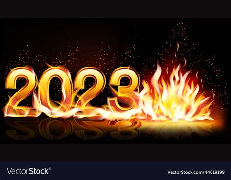 Happy 2023 new year fire banner Royalty Free Vector Image