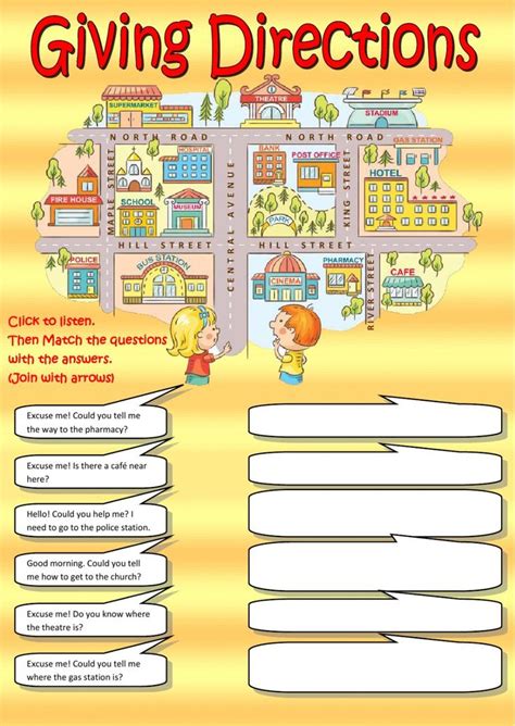 Giving directions (listening) - Ficha interactiva | English lessons ...