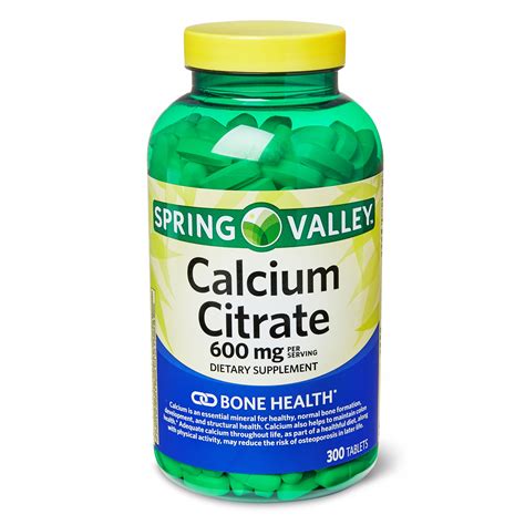 Spring Valley Calcium Citrate Tablets, 600 mg, 300 Count - Walmart.com ...