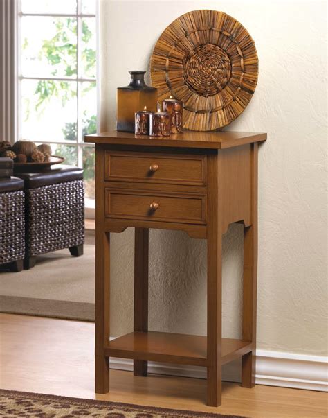 Wood Side Table with Two Drawers