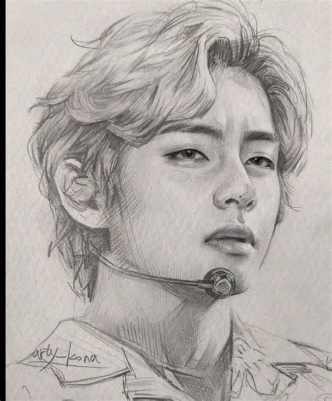 Bts v face sketches | Bts drawings, Kpop drawings, Taehyung's art