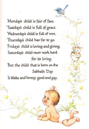 Pin on Vintage Babies | Monday's child, Mondays child poem, Nursery ...