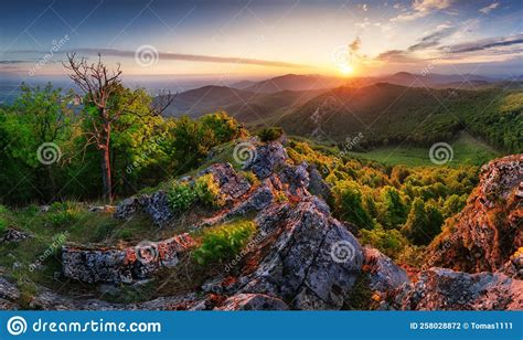 Dramatic Spring Sunrise in Beautiful Nature Landscape - Mountain ...