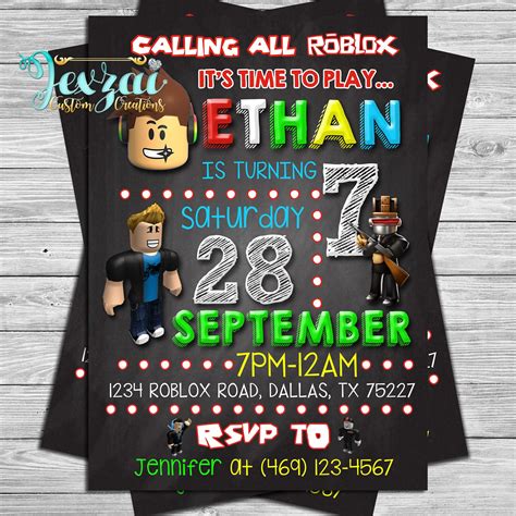 Roblox Birthday Invitation Roblox Chalkboard Invitation