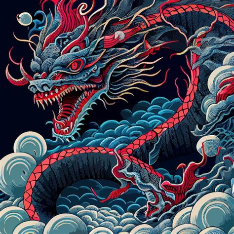 Premium Vector | Chinese dragon flat design vector art dragon icon