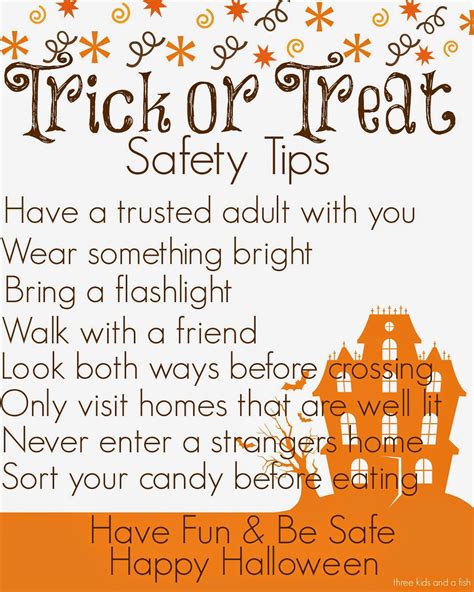 Trick or Treat Safety Tips - Three Kids and a Fish