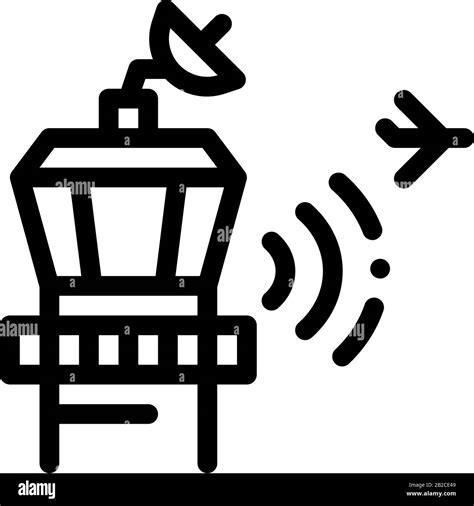 Airport Control Tower Radar Icon Thin Line Vector Stock Vector Image ...