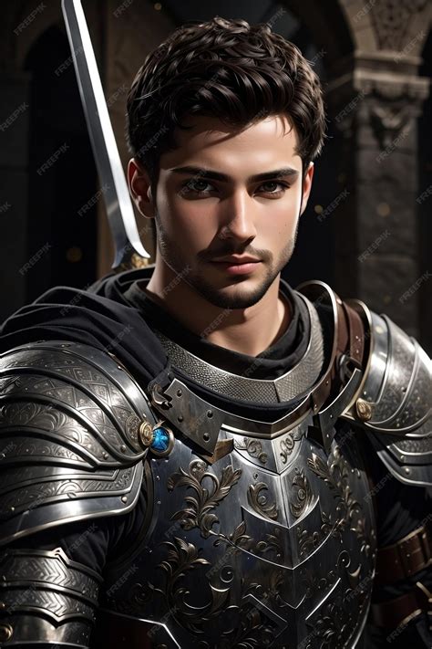 Premium AI Image | handsome knight wearing silver armor