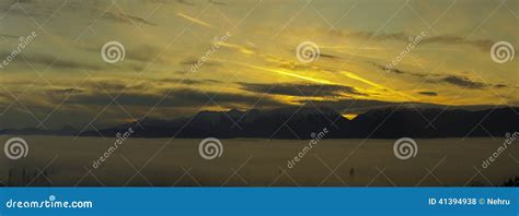 Golden Sunset Over Big Prespa Lake Stock Photo - Image of panorama ...