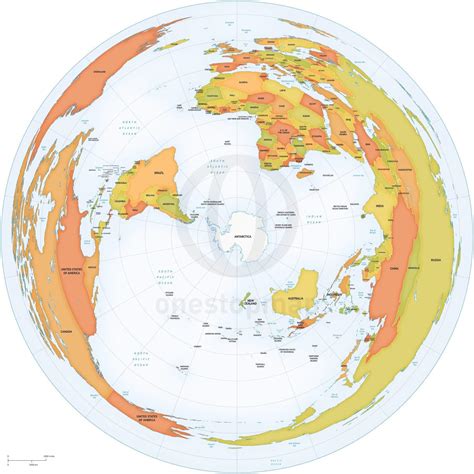 Vector Map World South Pole centered | One Stop Map