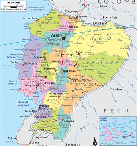 Detailed Political Map of Ecuador - Ezilon Maps