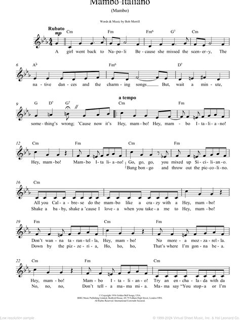 Martin - Mambo Italiano sheet music (fake book) (PDF)