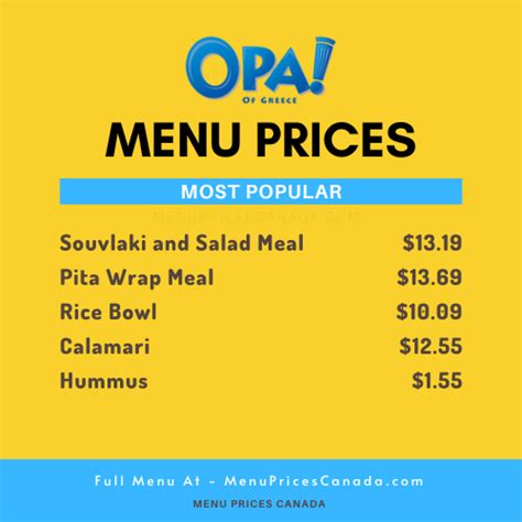 OPA! of Greece Menu & Prices in Canada – 2024 – Menu Prices Canada