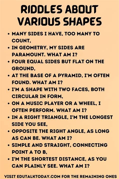 43 Riddles about Shapes - EduTalkToday