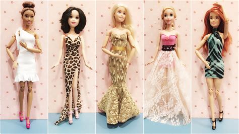 5 Easy DIY Barbie doll dresses 👗 party dress 👗 prom dress 👗 - YouTube