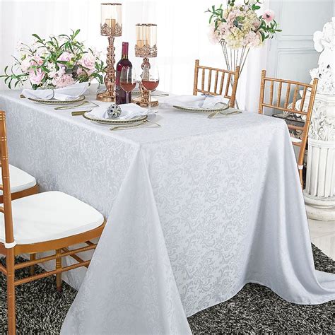 Wedding Linens Inc. 72" x 120'' Rectangular Jacquard Damask Polyester ...