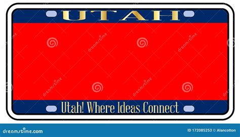 Blank Utah License Plate stock vector. Illustration of drawing - 172085253