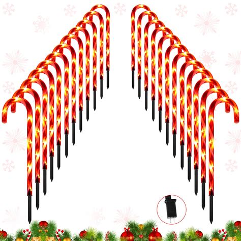 30 Pcs Christmas Candy Cane Lights, 23 Inches Candy Cane Pathway ...