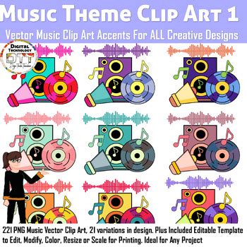 Music Vector Clip Art 1, Media Clip Art, Music Vector Icons, Teacher ...