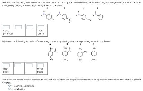 Solved Rank the following aniline derivatives in order from | Chegg.com