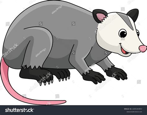 Opossum Animal Cartoon Colored Clipart Stock Vector (Royalty Free ...