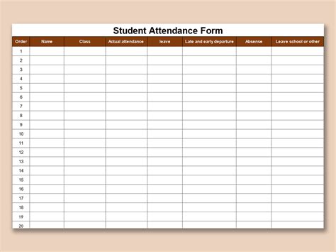 EXCEL of Student Attendance Form.xlsx | WPS Free Templates