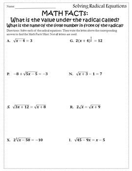 Solving Radical Equations Worksheet Precalculus | TUTORE.ORG - Master ...