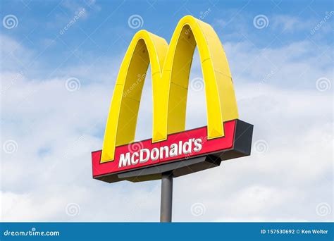 McDonald`s Exterior Golden Arches Sign and Trademark Logo Editorial ...