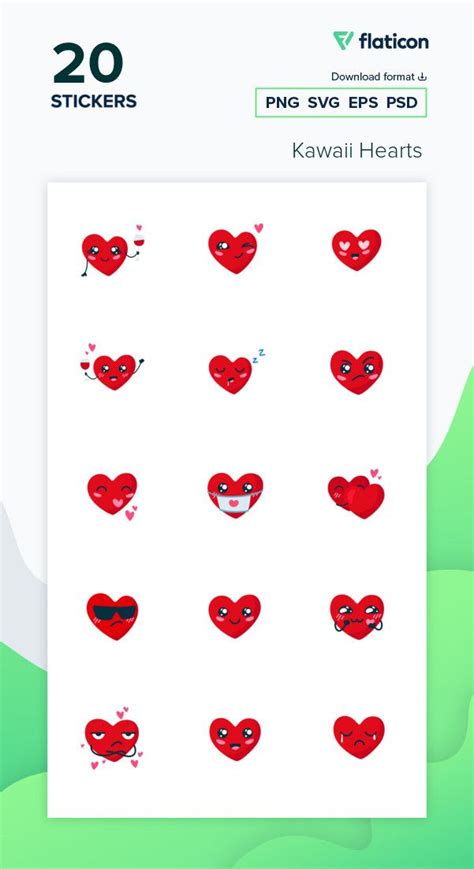 Pack of free Kawaii Hearts stickers to download in SVG, PNG | Flaticon ...