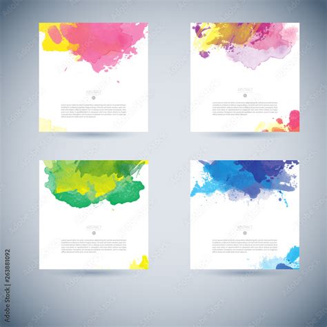 Vector set of watercolor background card template Stock Vector | Adobe ...