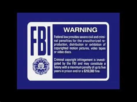 Blue FBI Warning Screens (2000-present) [DVD Capture] - YouTube