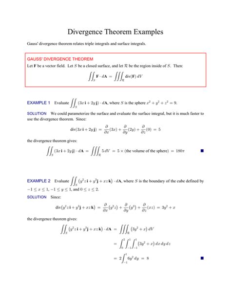 Divergence Theorem Examples