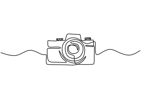 One line digital camera design. Hand drawn minimalism style, technology ...