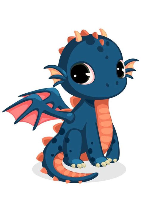 Cute dark blue baby dragon cartoon 1265675 Vector Art at Vecteezy