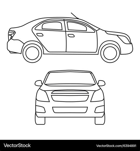 Drawing car side view Royalty Free Vector Image