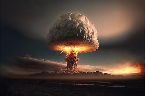 Premium Photo | Nuclear explosion. atom bomb explosion and mushroom ...