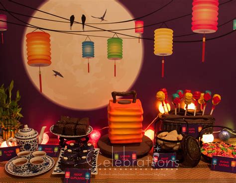 Mid-Autumn festival dessert table, also known as lantern festival which ...