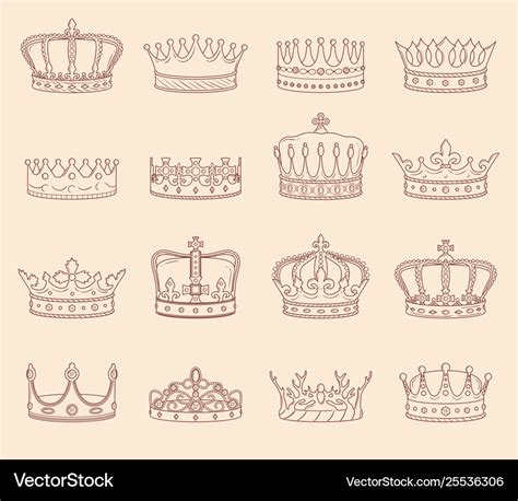 King and queen crown drawings Royalty Free Vector Image