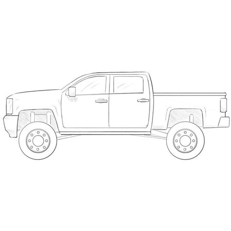 Lifted Truck Drawings Outline